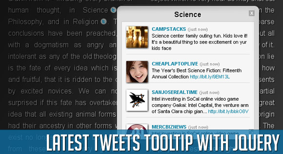 [Free] Latest Tweets Tooltip with jQuery