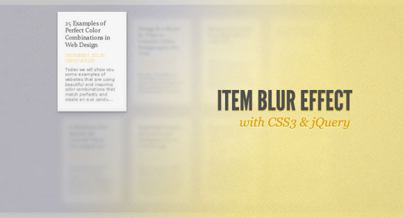Item Blur Effect with CSS3 and jQuery | Codrops
